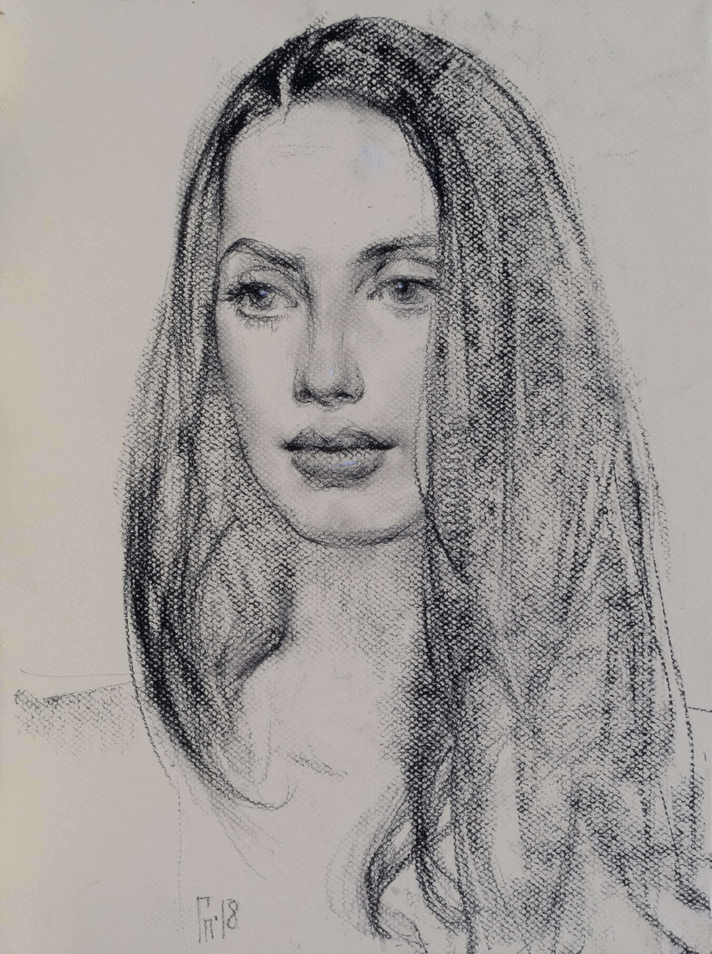 Girl with long dark hairs