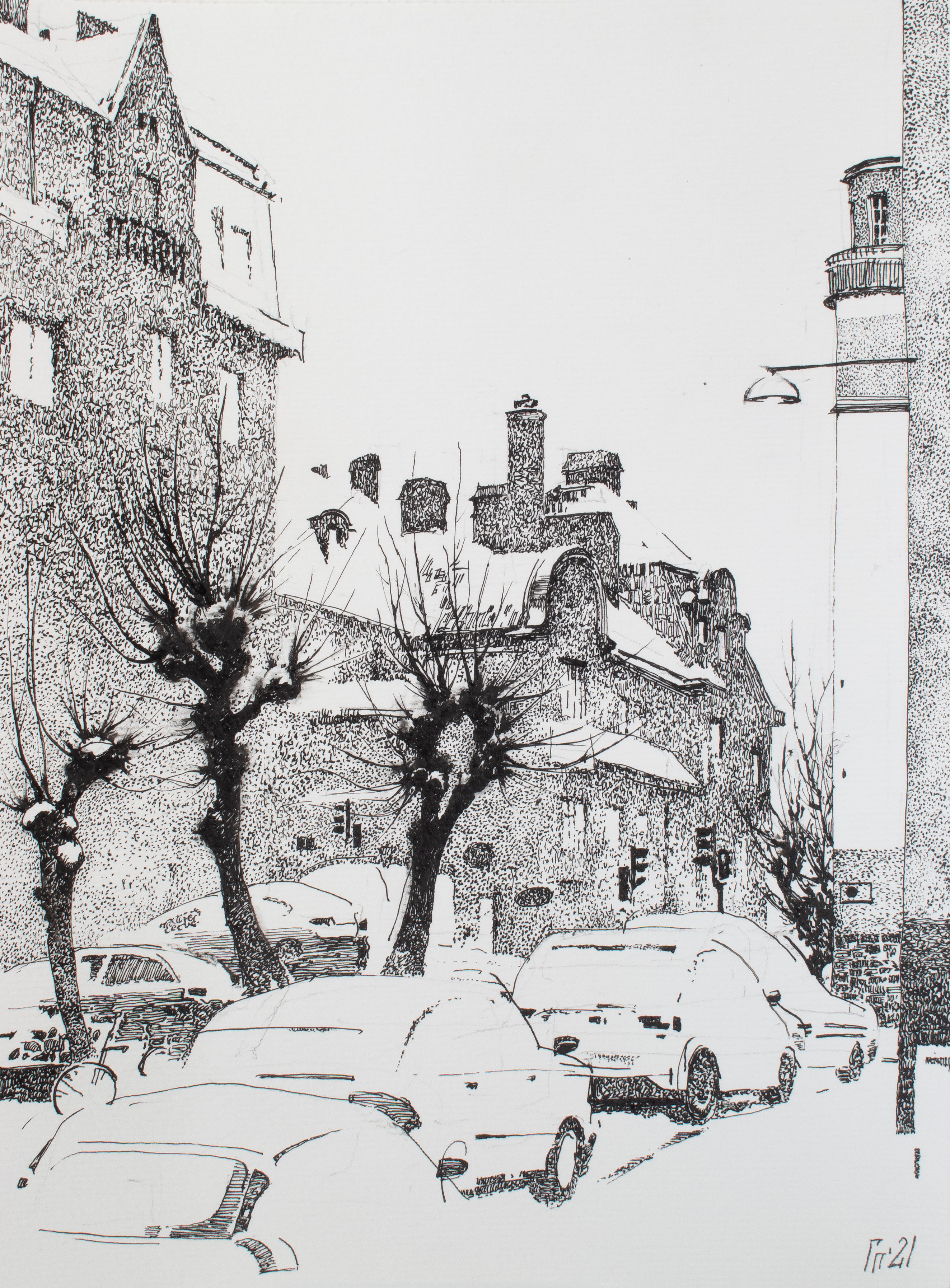 Winter street in Solna